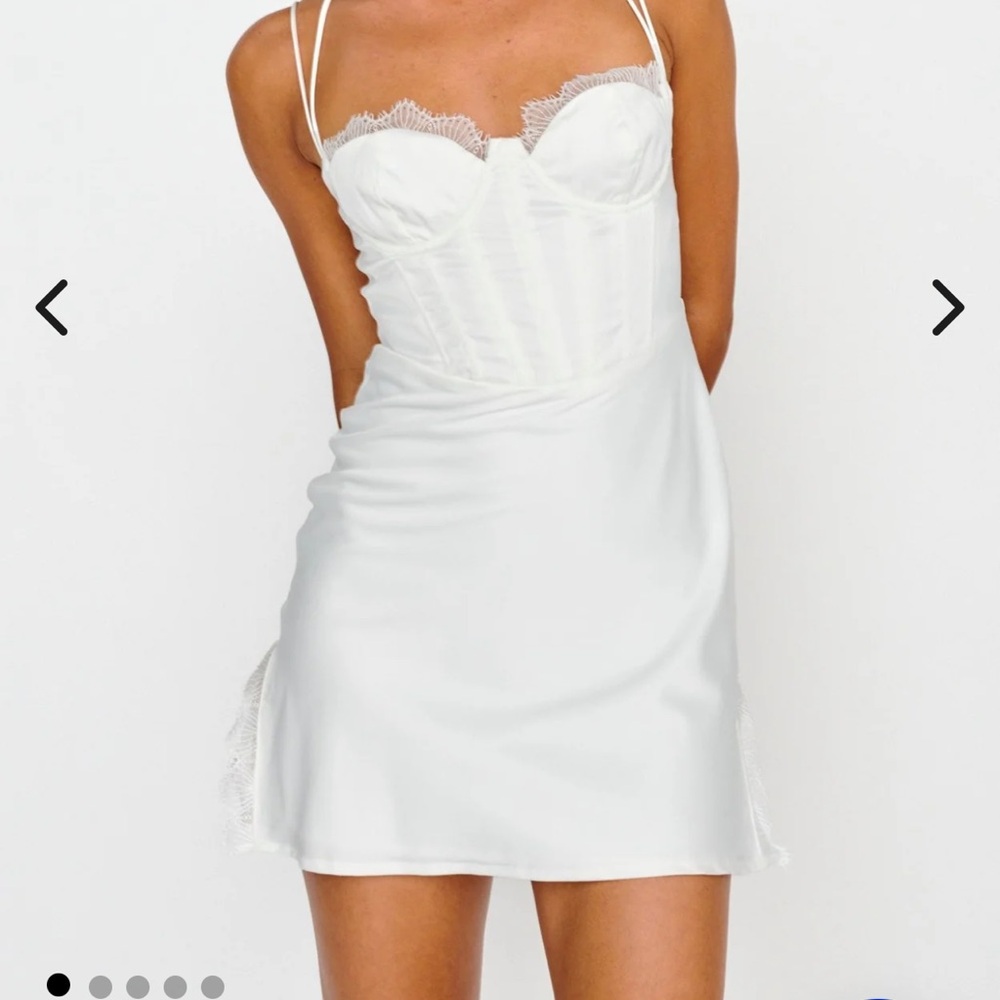 Selfie Leslie White Lace Trim Dress